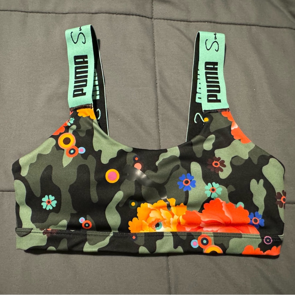 Sue Tsai x Puma camo sports bra